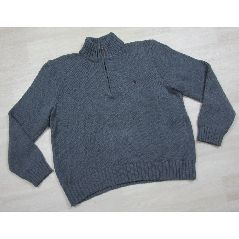 Vintage 90s POLO Ralph Lauren Cotton 1/4 Zip Sweater Men's (XL) Preppy Y2K